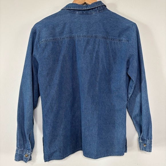 Vintage Lauren Brooks Boho Floral Embroidered Denim Button Down Top Size S - Picture 5 of 6